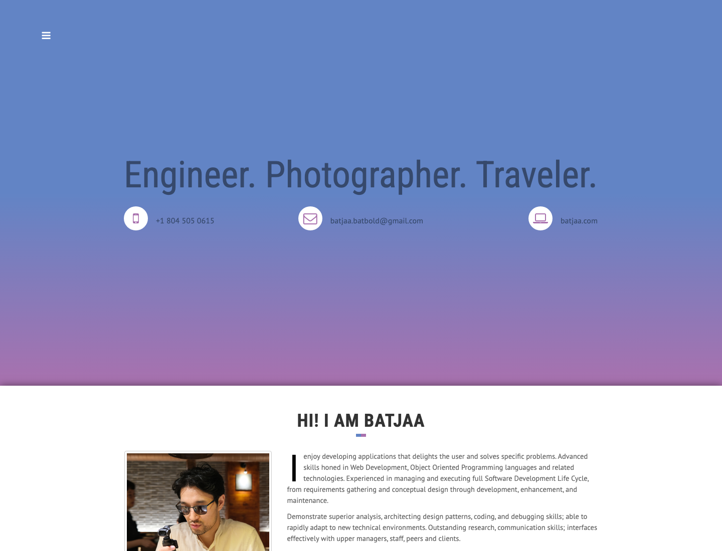 Current blog theme home page